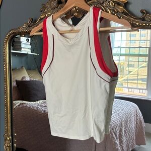 Anthropologie Free People Movement White and Red Athletic Top Sz M